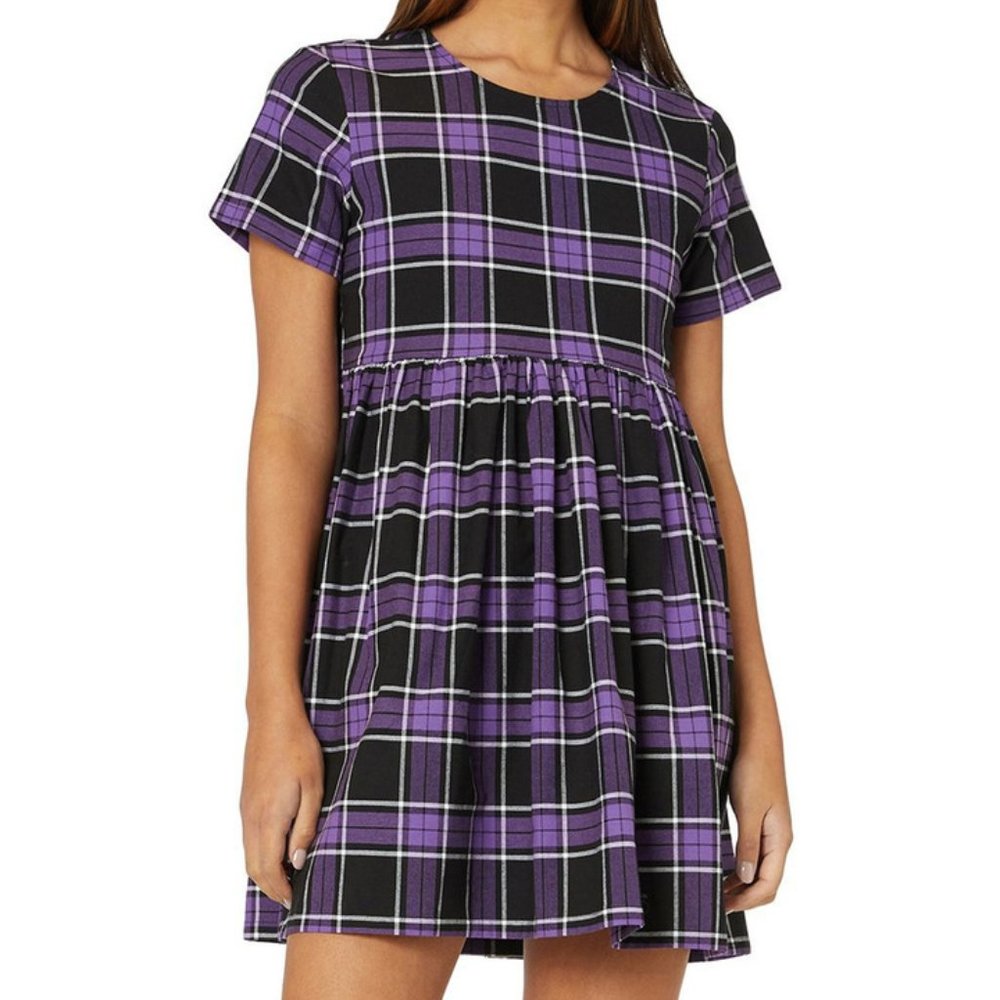 Dangerfield Black Friday Purple Plaid Aura Dress, Size S / M